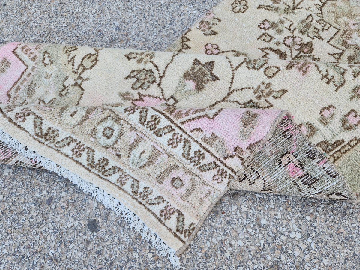 Neutral Runner Rug 2x9: Handwoven Persian Style Farmhouse Decor, Up Cycled Wool