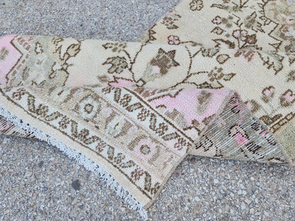 Neutral Runner Rug 2x9: Handwoven Persian Style Farmhouse Decor, Up Cycled Wool