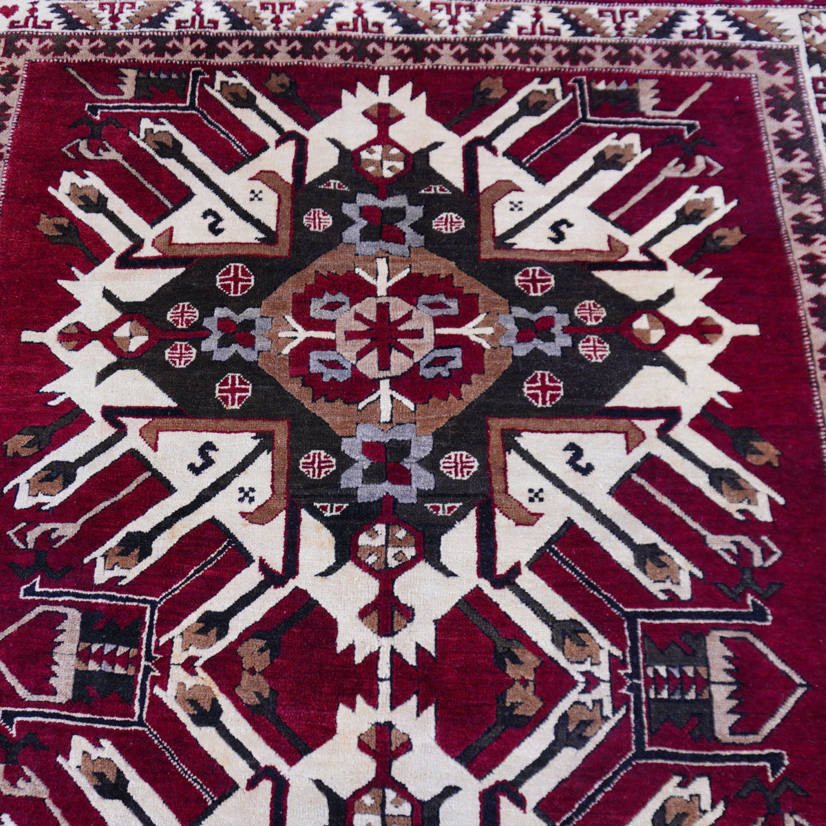 5x6 Vintage Kars Wool Rug: Hand Woven Turkish Area Rug