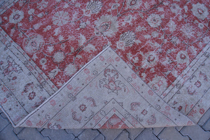 Handmade Turkish Isparta Rug 7x10: Vintage Oriental Cotton-Wool Blend