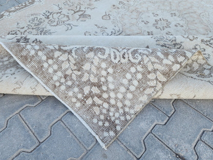Neutral Wool Rug 6x9, Oriental Turkish Hand Made, Bed Room Decor