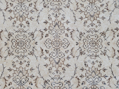 Neutral Handmade Oushak Rug 6x10: Wool Turkish Oriental Area Rug, Farmhouse Decor