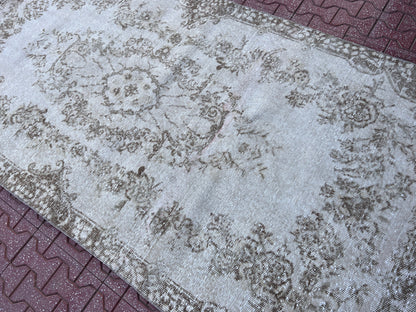 Handwoven Turkish Oushak Rug 4x7: Wool & Cotton Bohemian Rug
