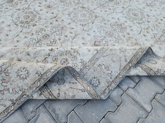 6x10 Vintage Oushak Rug: Beige Turkish Oriental Area Rug, Home Rustic Decor