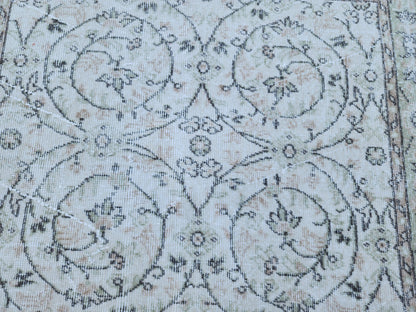 Handwoven Turkish Oushak Rug 4x7: Wool & Cotton Blend