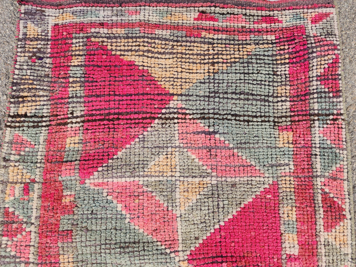 2x13 Herki Long Runner Rug, Hand Knotted Turkish Rug, Bohemian Hallway Decor