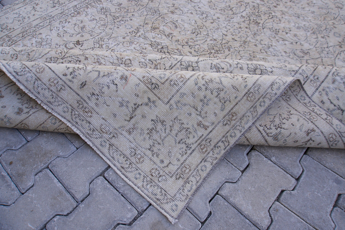 6x10 Neutral Wool Area Rug, Hand Knotted, Beige and Brown, Farmhouse Decor