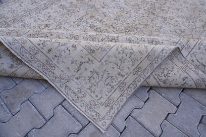 6x10 Neutral Wool Area Rug, Hand Knotted, Beige and Brown, Farmhouse Decor