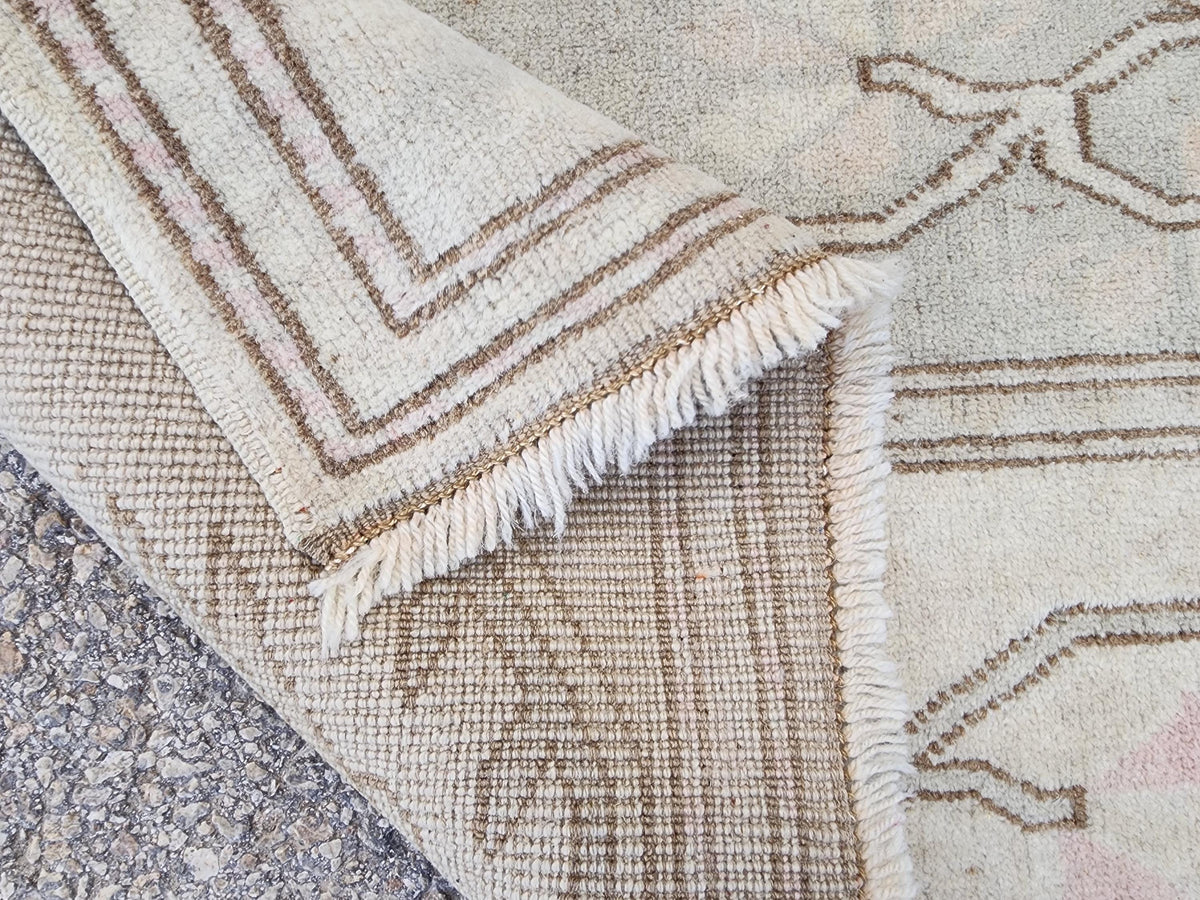 Wool Beige Area Rug 7x9, Turkish Hand Made Carpet, Home Living Room Decor