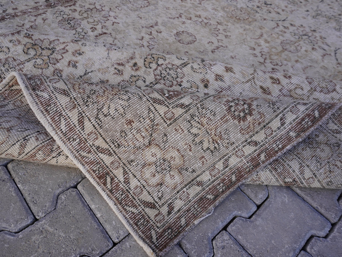 6x11 Neutral Area Rug, Turkish Wool Hand Made, Dining Room Decor
