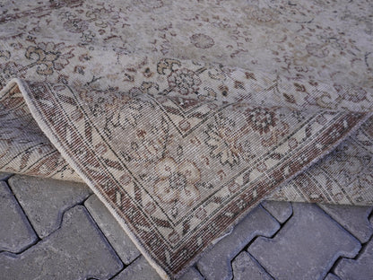 6x11 Neutral Area Rug, Turkish Wool Hand Made, Dining Room Decor