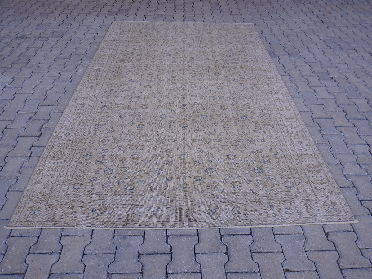 6x10 Vintage Turkish Oushak Rug: Handwoven Wool & Cotton