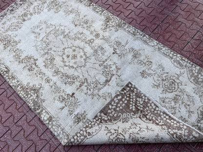 Handwoven Turkish Oushak Rug 4x7: Wool & Cotton Bohemian Rug