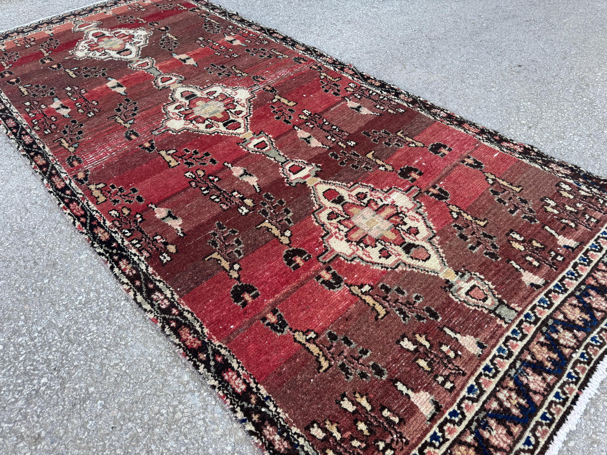 4x9 Vintage Home Rug: Hand Knotted, Persian Wool Runner Rug
