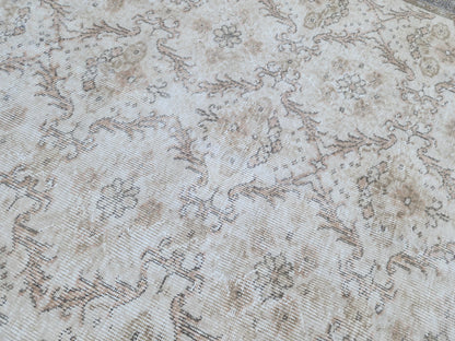 4x7 Oushak Small Rug, Neutral Turkish Hand Woven, Bohem Home Decor