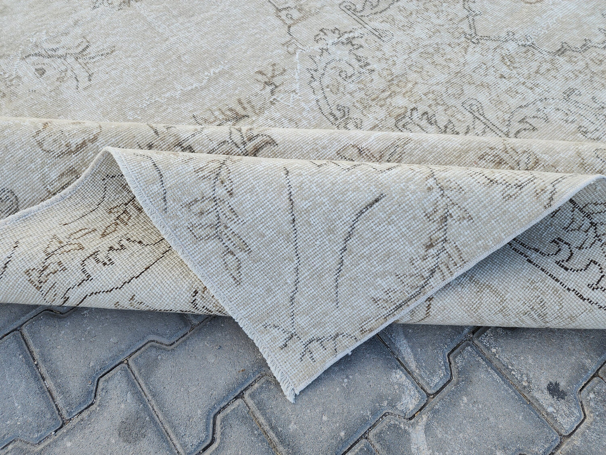 Neutral Rug 7x10, Turkish Hand Woven Oushak Design, Oreintal Living Room Decor