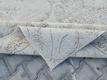Neutral Rug 7x10, Turkish Hand Woven Oushak Design, Oreintal Living Room Decor