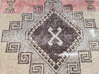 Neutral Wool Runner Rug 2.7x11 ft, Turkish Hand Knotted Beige and Brown, Home Kitchen Decor