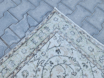 Handwoven Turkish Oushak Rug 4x7: Wool & Cotton Blend