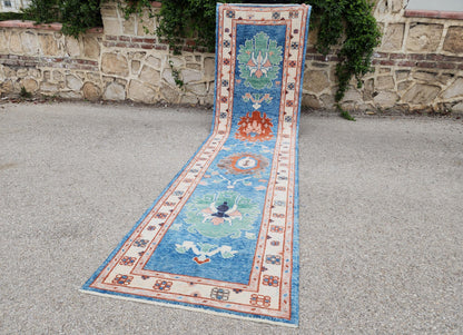 3x12 Oushak Runner Rug, Eco friendly Carpet, Home Hallway Decor, Up cycled Wool