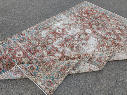 Handwoven Turkish Oushak Rug 5x8: Wool & Cotton Bohemian Decor