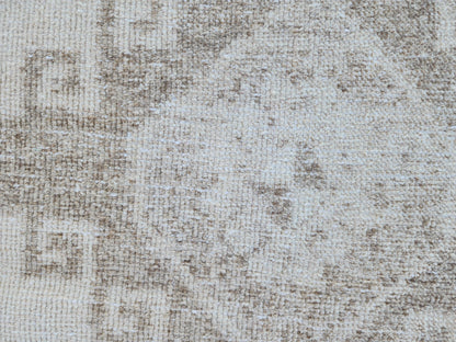 Neutral Turkish Rug 2.5 x 9.7 ft, Bohemian Hand Knotted Rustic Decor, Kitchen Decor