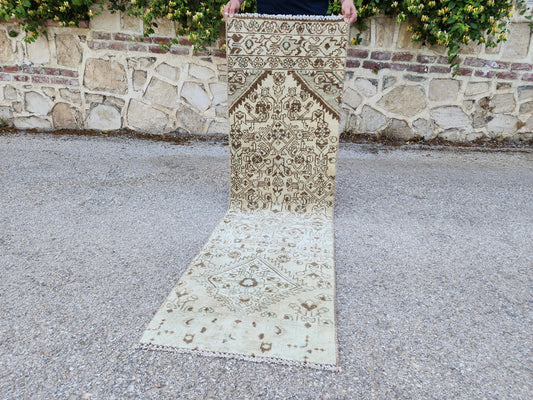 2x6 Vintage Neutral Runner Rug: Rustic Bohemian Decor, Hand Knotted