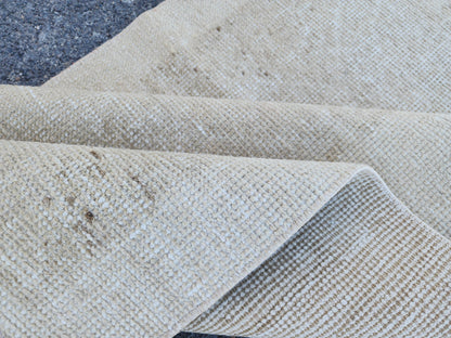 Hand Made Runner Rug 2.7 x 11.4 ft, Turkish Neutral Muted Wool Runner, Kitchen Runner