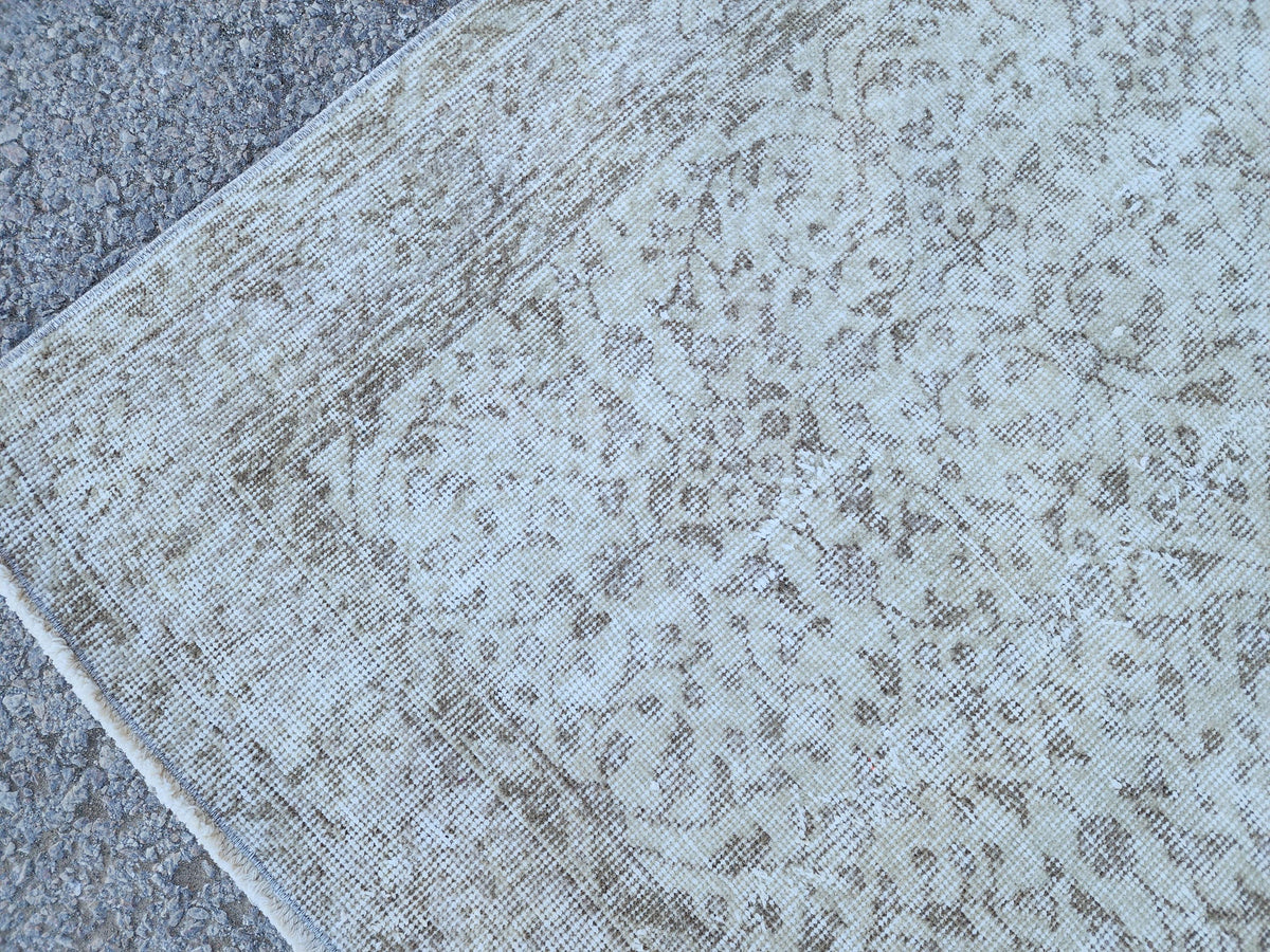 Neutral Wool Rug 3x6: Hand Made, Turkish Beige Decor, Kitchen Design