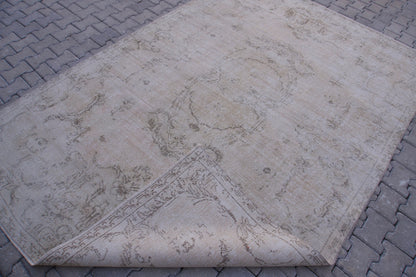 Hand Woven Rug 7x10, Neutral Wool, Farmhouse Decor