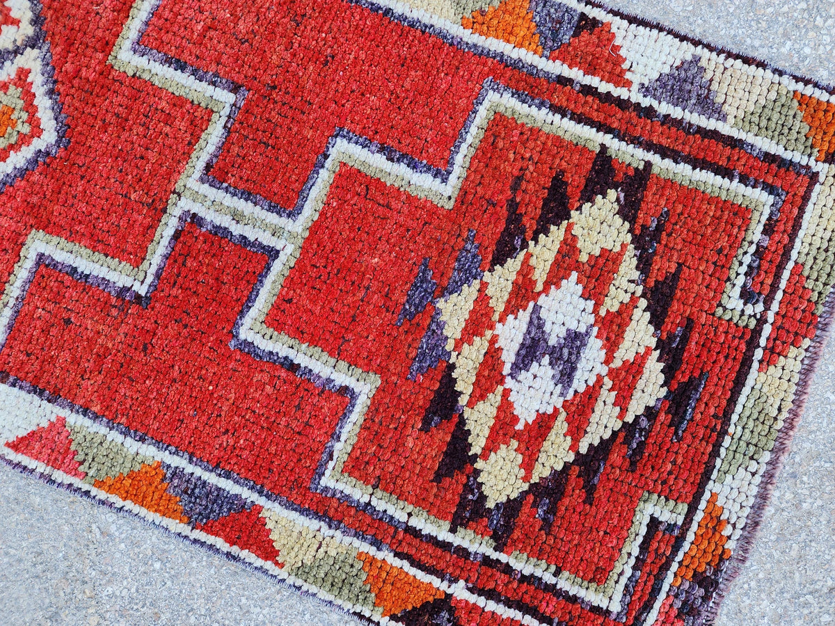 2x10 Herki Runner Rug, Hand Made Up Cycled Wool, Hallway Decor, Home Decor