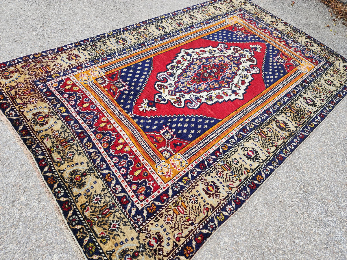 5x8 Hand Made Area Rug, Oriental Turkish Hand Made Decor, Rustic Home Decor