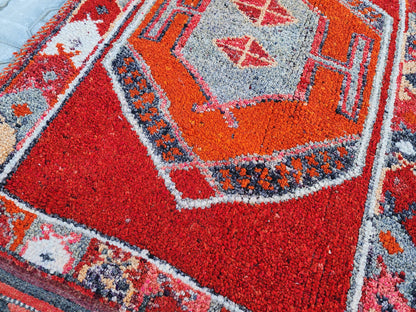 Vintage Herki Wool Runner Rug 3x11: Bohemian Hallway Rug