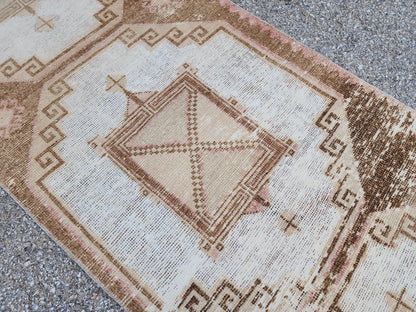 2x11 Turkish Oushak Wool Runner Rug: Bohemian Farmhouse Hallway Decor