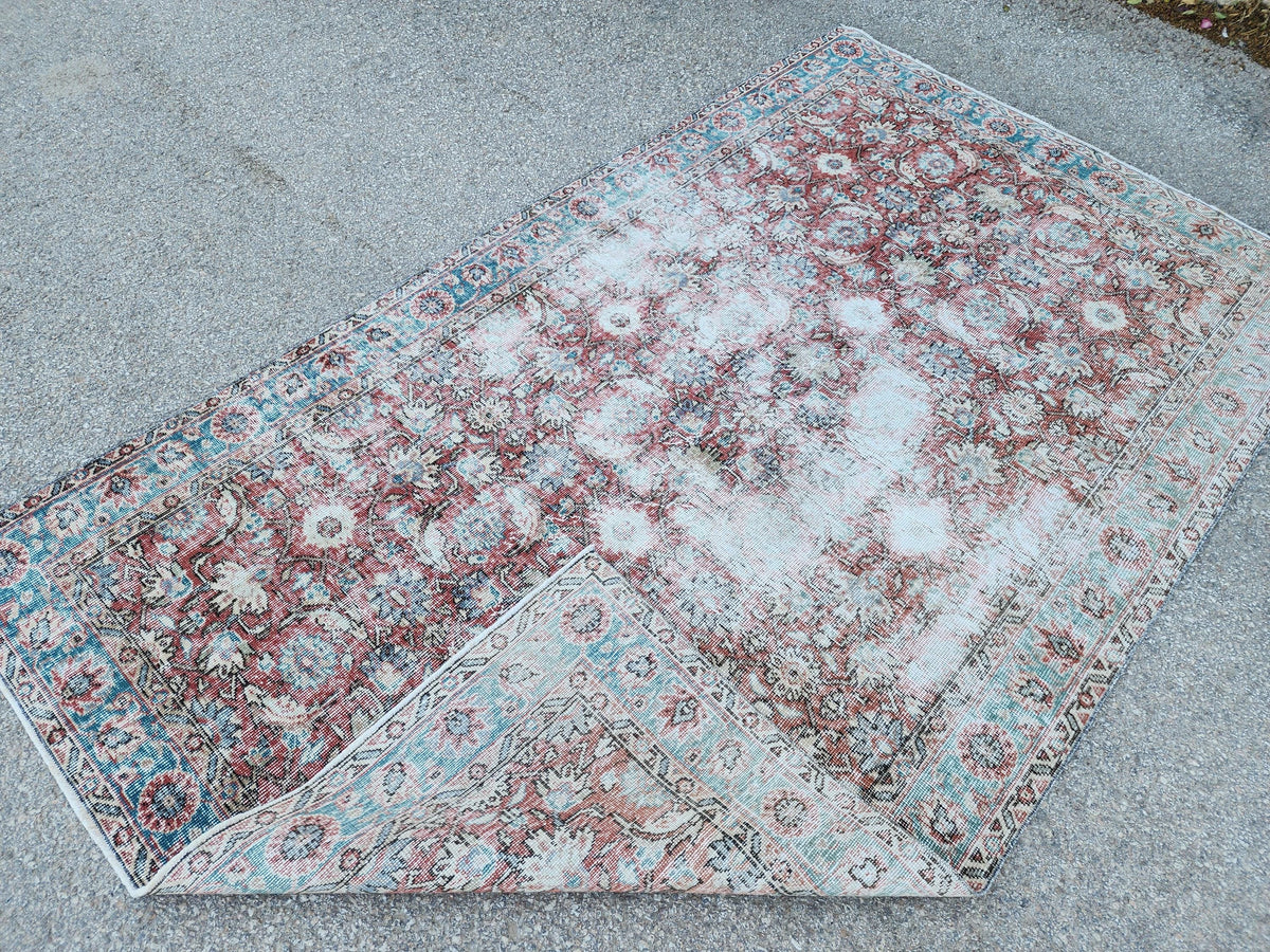Handwoven Turkish Oushak Rug 5x8: Wool & Cotton Antique Style