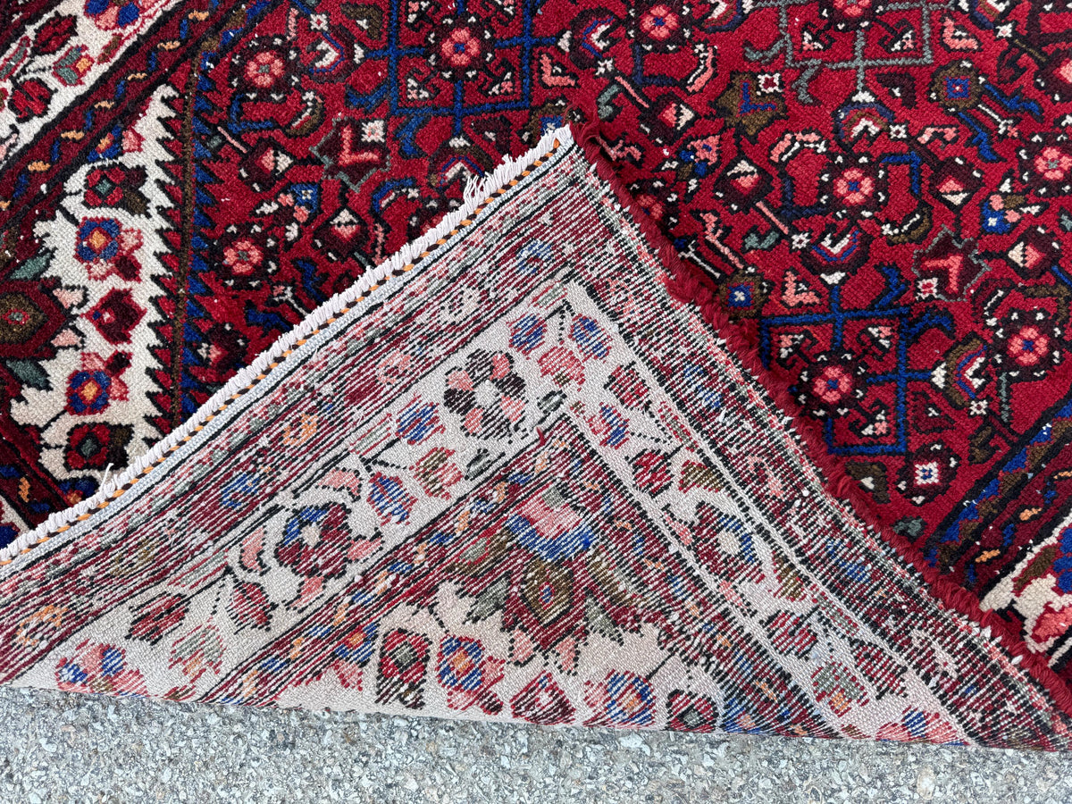 Hand Made Runner Rug 3x10, Red wool, Oriental Rustic Decor