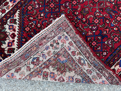 Hand Made Runner Rug 3x10, Red wool, Oriental Rustic Decor