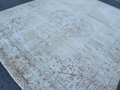 10x12 Muted Neutral Rug, Oversize Carpet For Living Room Decor, Beige Cream and Brown