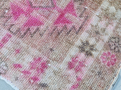 3x11 Vintage Runner Rug : Herki Handwoven Wool, Pink & Brown