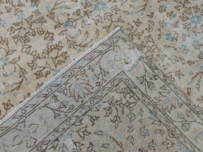 Handwoven Turkish Oushak Rug 5x8: Wool & Cotton Bohemian Rug
