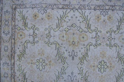 Handwoven Turkish Oushak Rug 3x6: Neutral Wool & Cotton Blend