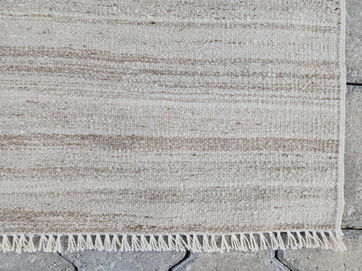 Vintage Neutral Kilim Runner Rug 2.7x11, Handwoven Wool Hallway Rug