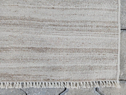 Vintage Neutral Kilim Runner Rug 2.7x11, Handwoven Wool Hallway Rug