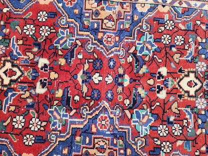 Antique Wool Runner Rug 3x9: Handcrafted Red Ann Blue Color, Farmhouse Decor