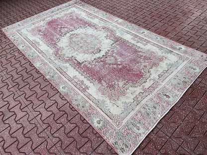 Handwoven Turkish Oushak Rug: 4x7 Boho Wool Cotton Rug