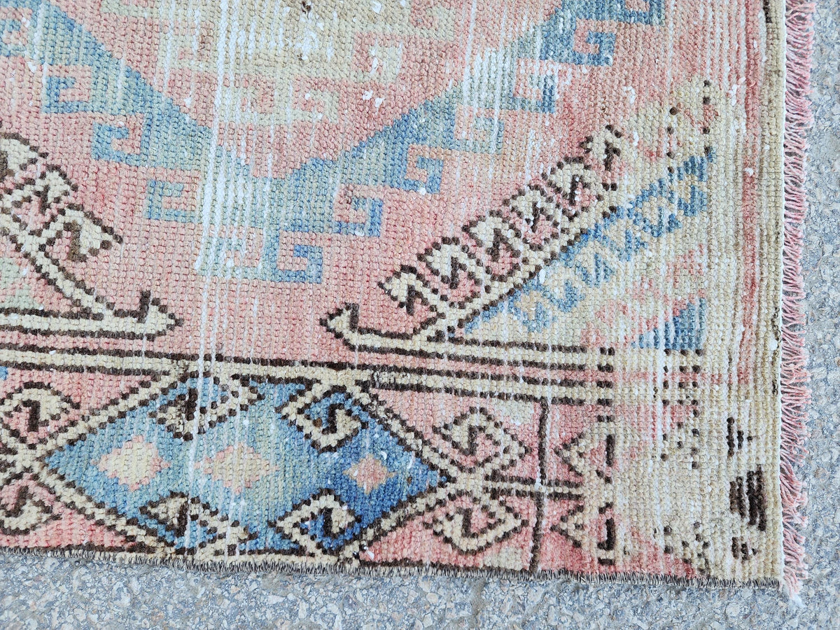 Anatolian Rug 3x7, Turkish Hand Knotted Rustic Decor, Oriental Boho Decor