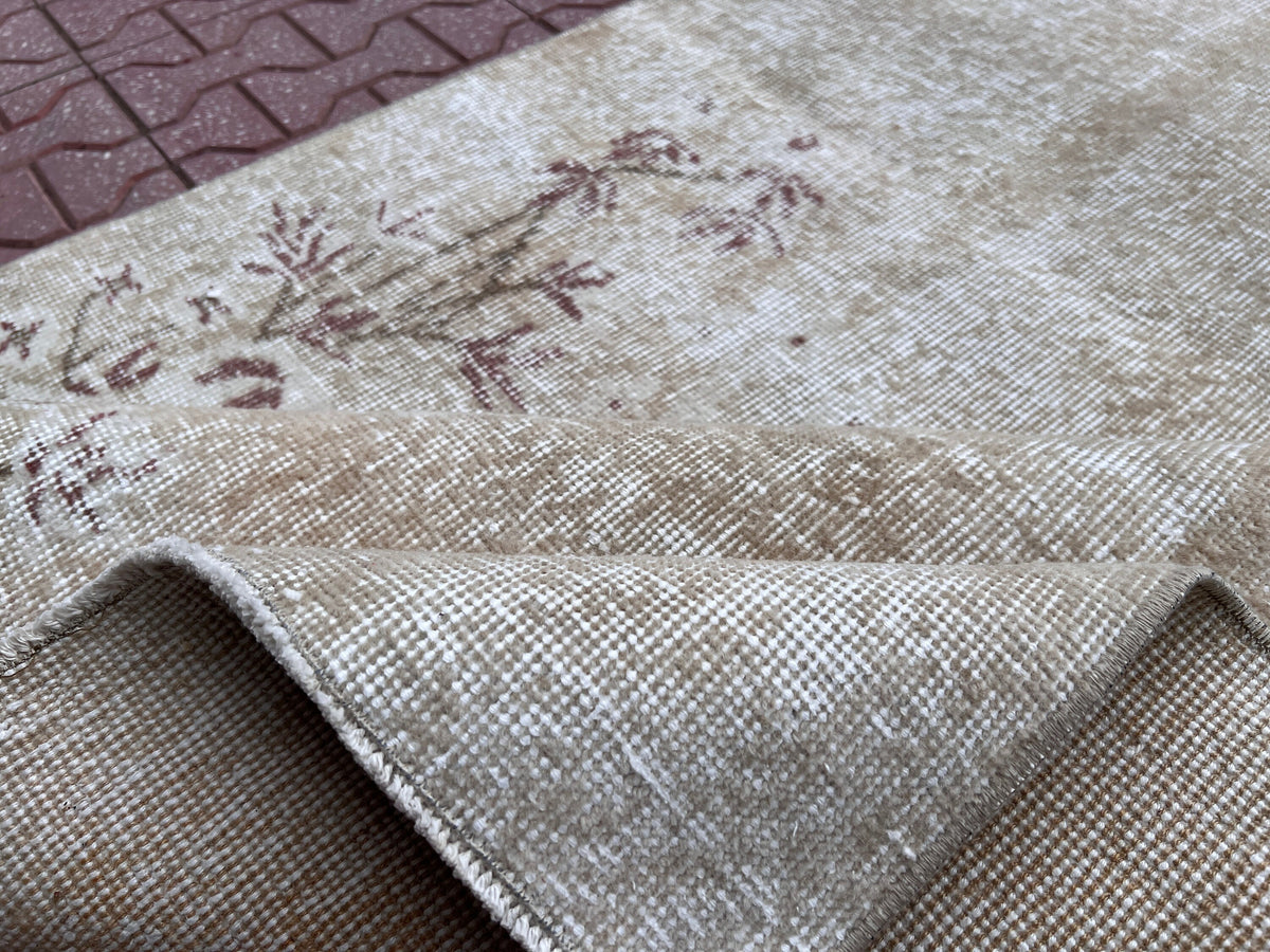 Handwoven Turkish Oushak Rug 3x6: Wool & Cotton Blend