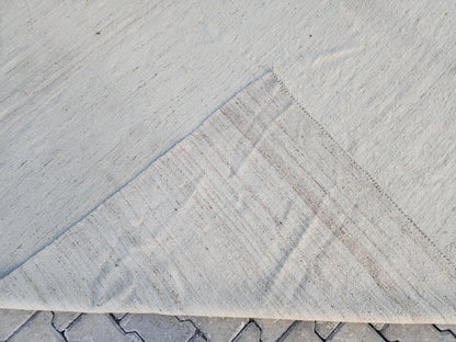 Hand Knotted Turkish Kilim Rug 8x12: Neutral Wool, Rustic Decor