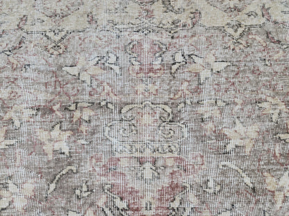 6x9 Turkish Oushak Wool Rug: Hand Knotted Beige Bohemian Decor
