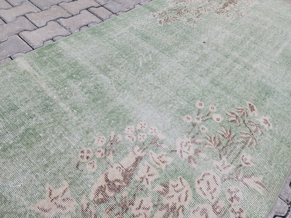 Vintage Turkish Oushak Rug 3x6: Handwoven Wool & Cotton Area Rug